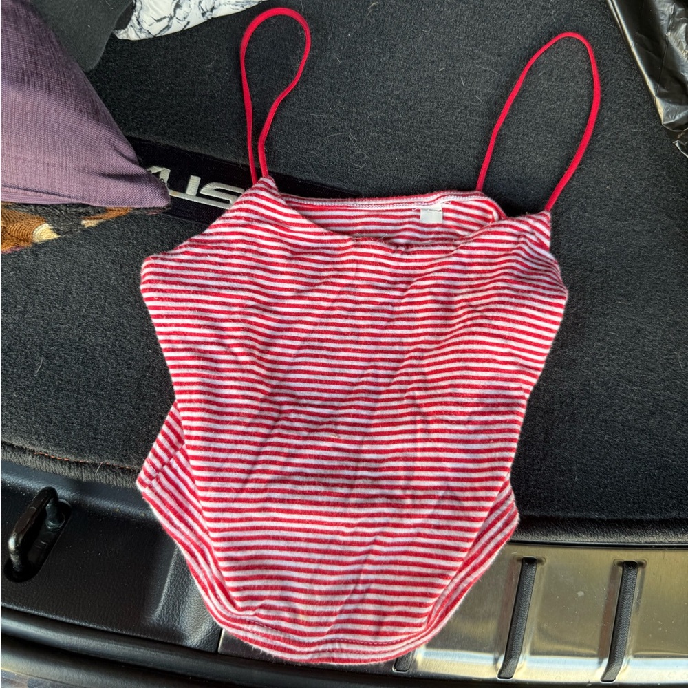 PacSun Red and White Striped Crop Top